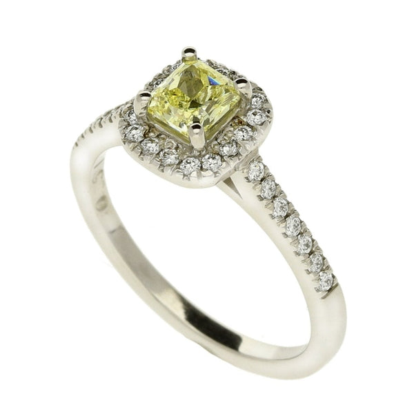 Ladies Platinum Certified Radiant Cut Yellow Diamond Ring - 4.7g