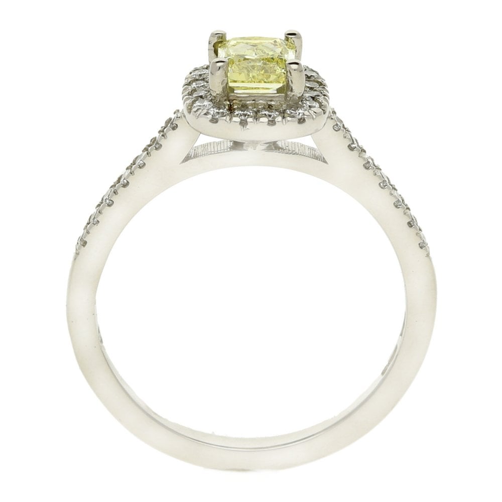 Ladies Platinum Certified Radiant Cut Yellow Diamond Ring - 4.7g
