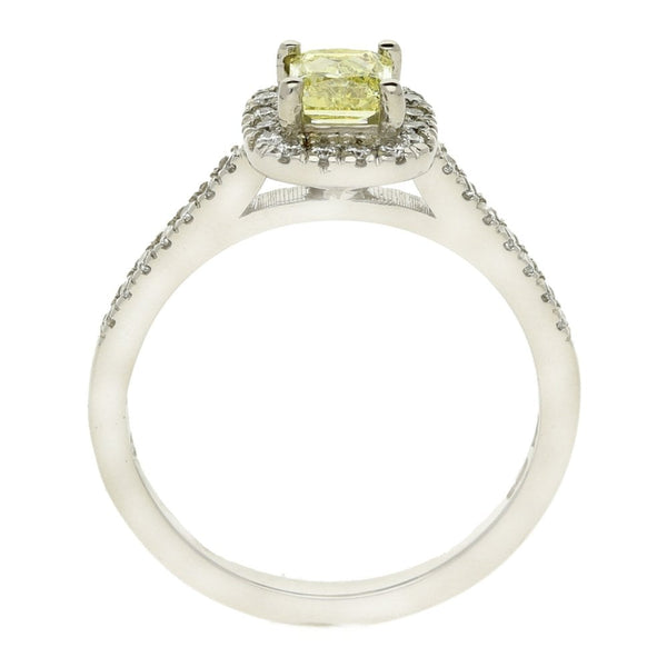 Ladies Platinum Certified Radiant Cut Yellow Diamond Ring - 4.7g