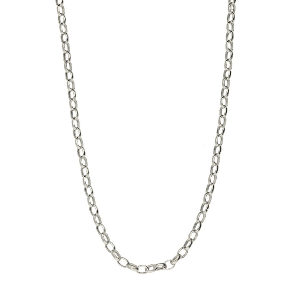 9ct White Gold Diamond Cut Belcher Chain - 20" - 1.4g