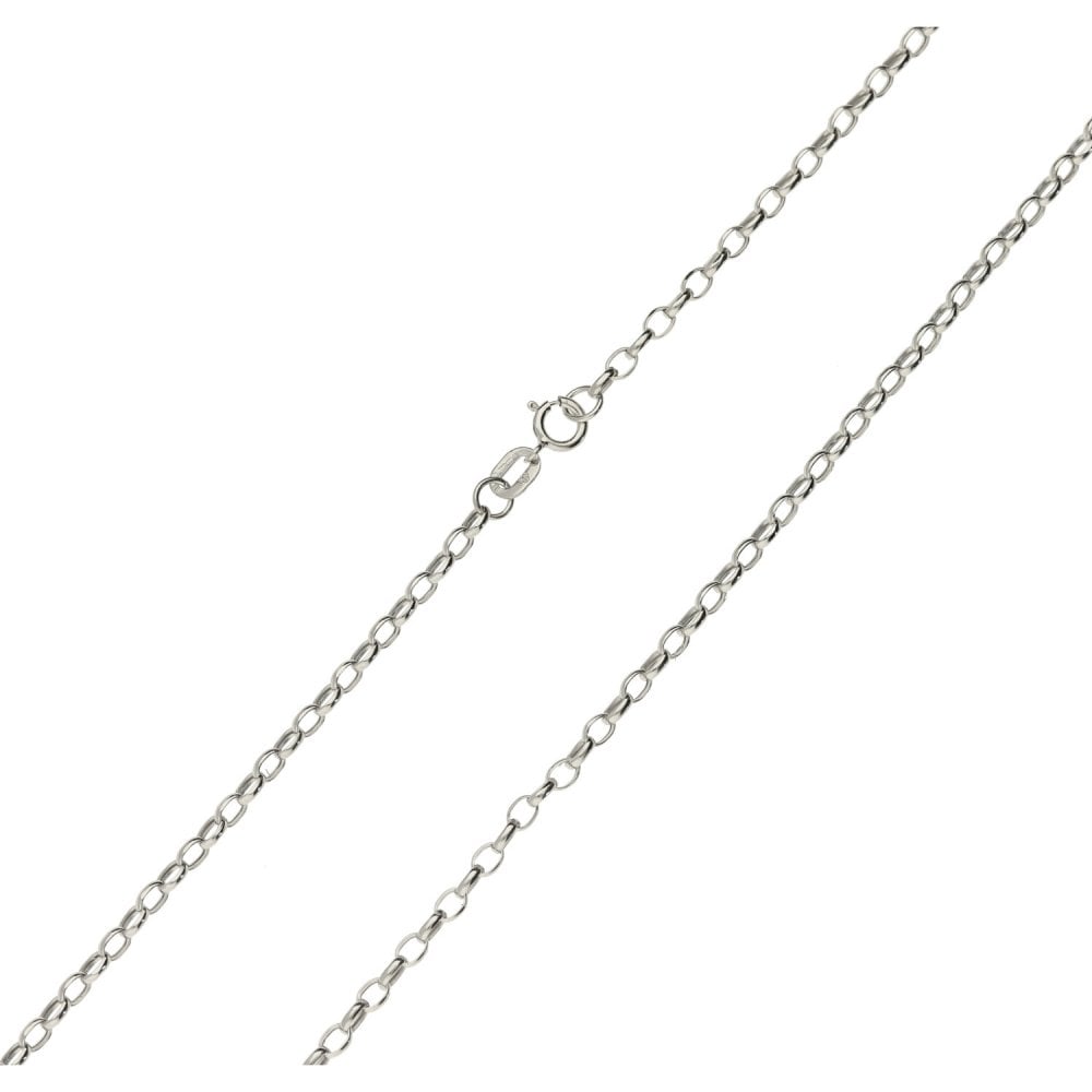 9ct White Gold Diamond Cut Belcher Chain - 20" - 1.4g
