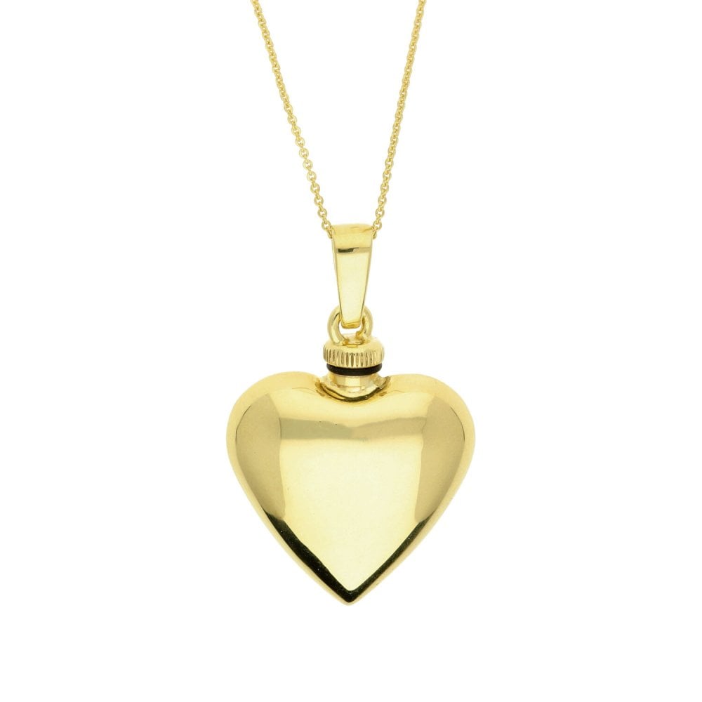 9ct Yellow Gold Heart Ashes Locket & Necklace - 18" - 3.7g