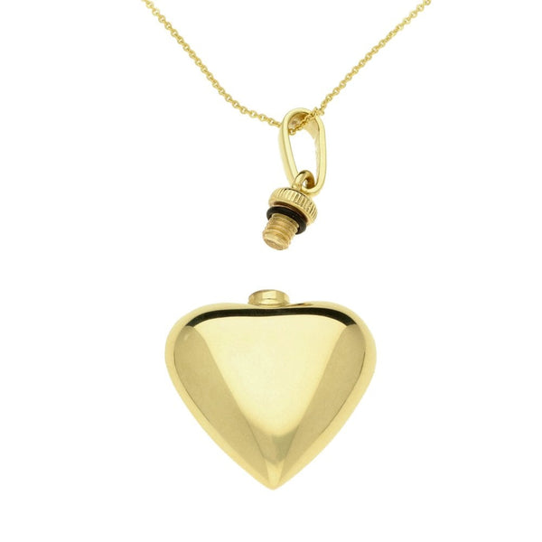 9ct Yellow Gold Heart Ashes Locket & Necklace - 18" - 3.7g