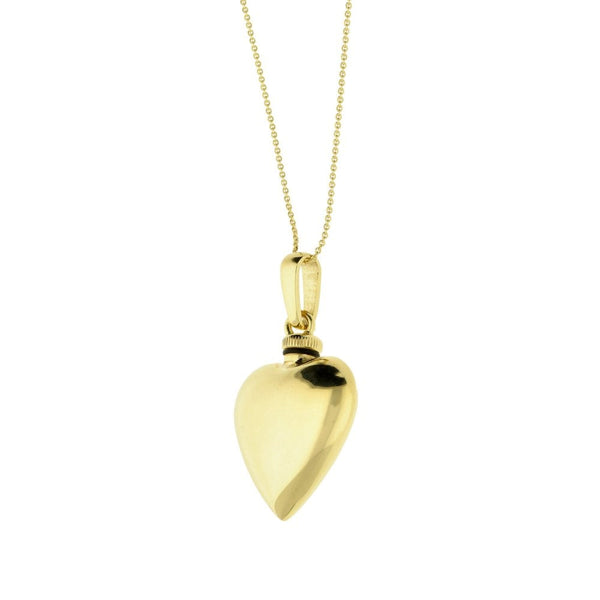 9ct Yellow Gold Heart Ashes Locket & Necklace - 18" - 3.7g