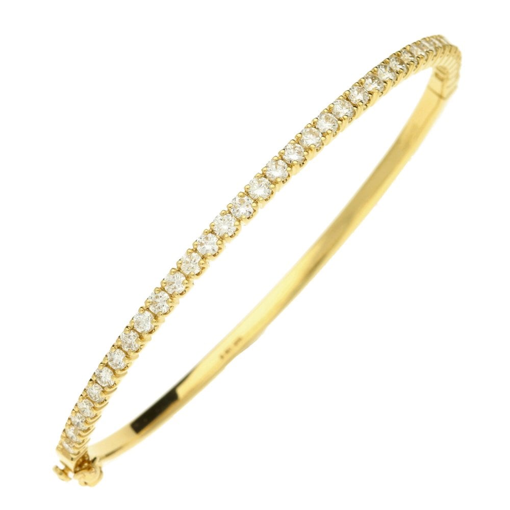 Ladies 18ct Yellow Gold Diamond Set Bangle - 2.02ct - 12.9g