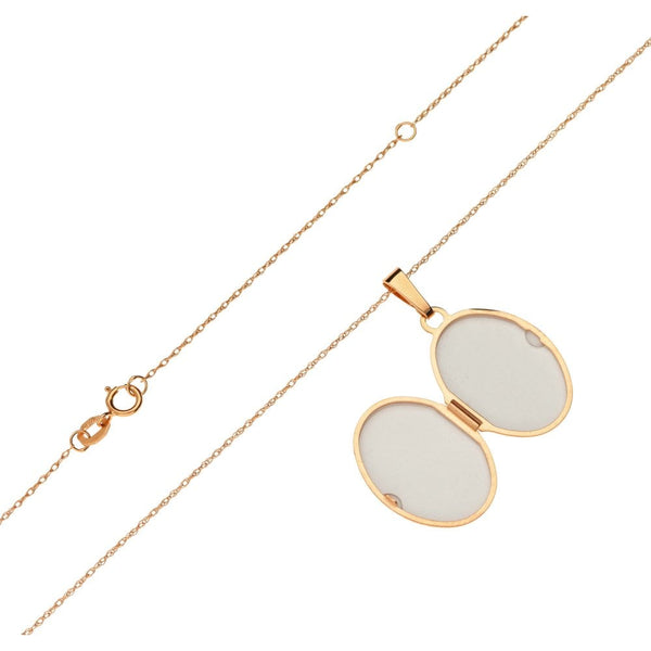 Ladies 9ct Rose Gold Oval Shape Engraved Locket And Chain