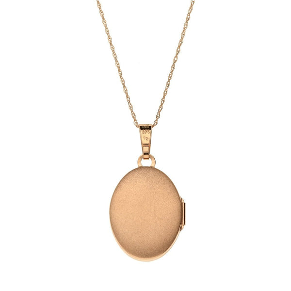 Ladies 9ct Rose Gold Oval Shape Engraved Locket And Chain