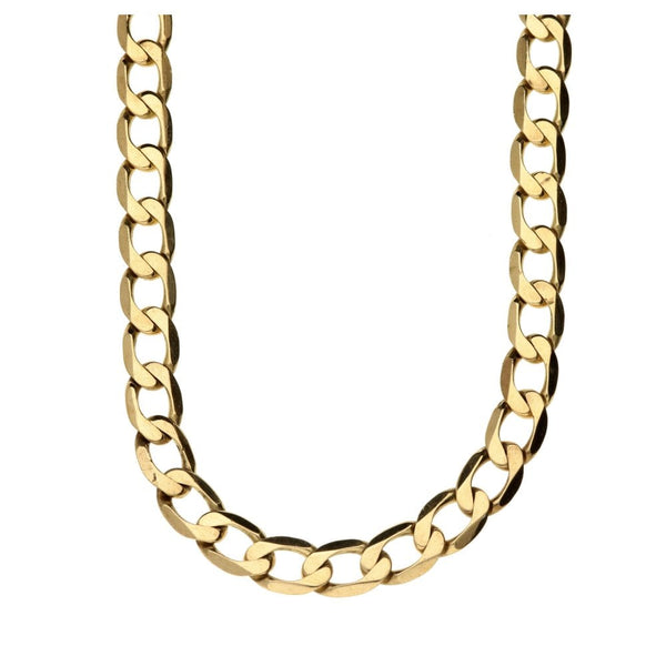 Mens 9ct Yellow Gold Solid Curb Chain - 20" - 30.5g