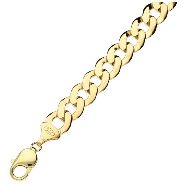 Mens 9ct Yellow Gold Curb Bracelet - 8.5"