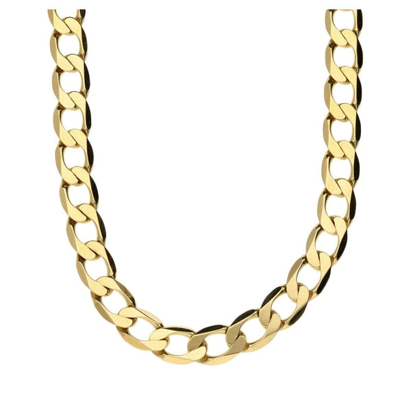 Mens 9ct Yellow Gold Solid Link Curb Chain - 20" - 29.4g