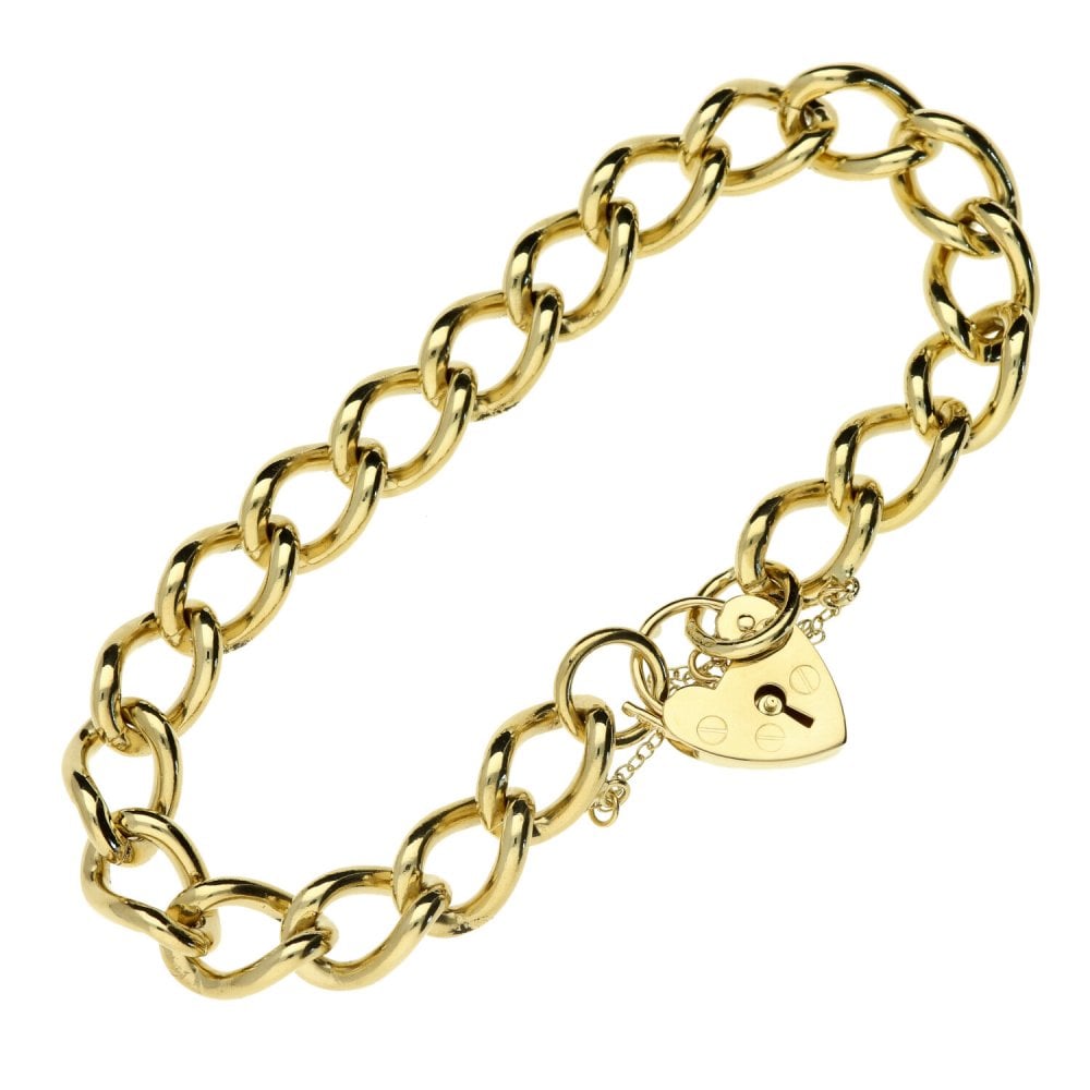 9ct Yellow Gold Open Curb Bracelet - 8" - 33.5g