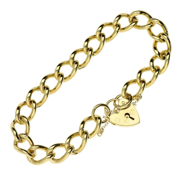 9ct Yellow Gold Open Curb Bracelet - 8" - 33.5g