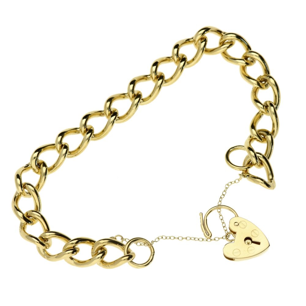 9ct Yellow Gold Open Curb Bracelet - 8" - 33.5g