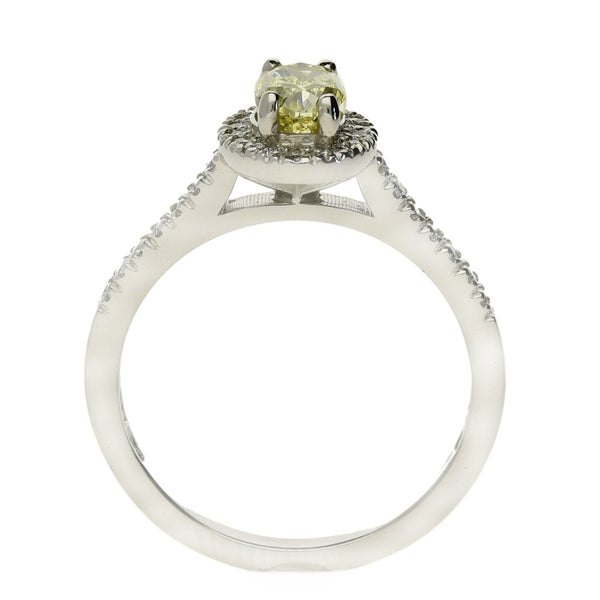 Ladies Platinum Certified Oval Cut Yellow Diamond Ring - 1.00ct