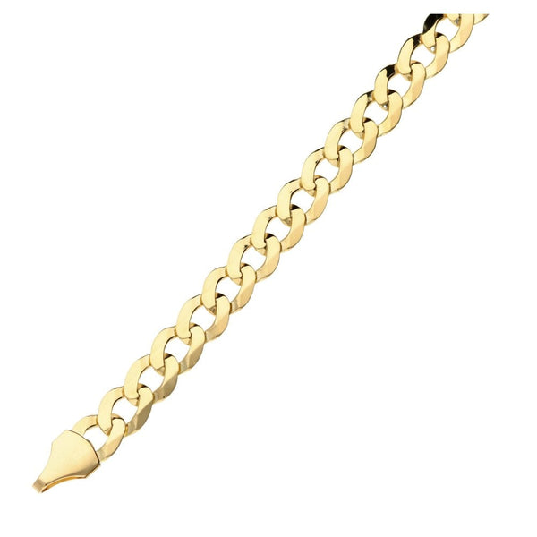 Mens 9ct Yellow Gold Curb Bracelet - 8" - 10.0g