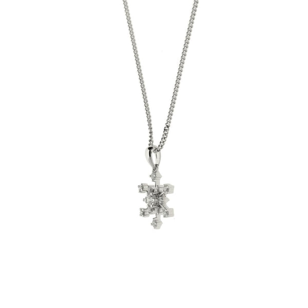 Ladies 18ct White Gold Diamond Snowflake Style Pendant & Chain