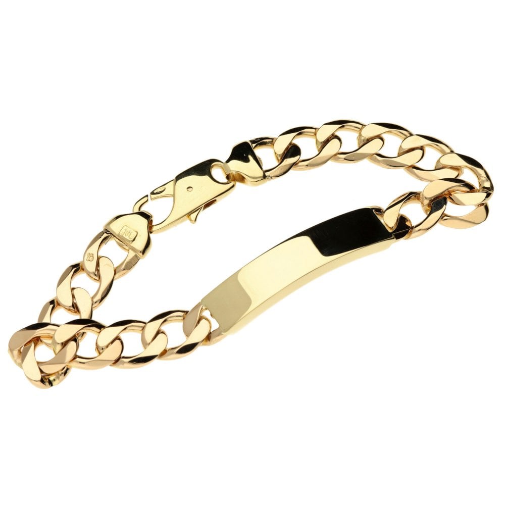 Mens 9ct Yellow Gold Identity Curb Bracelet - 28.3g