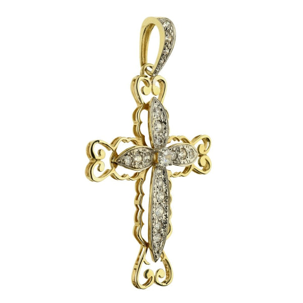 Ladies 9ct Yellow Gold Cubic Zirconia Set Cross Pendant