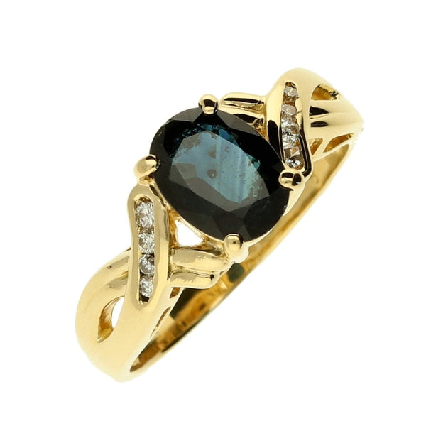 Ladies 18ct Yellow Gold Oval Sapphire & Diamond Ring