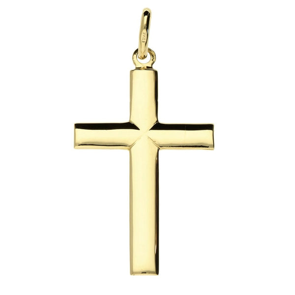 Mens 9ct Yellow Gold Satin Finish Plain Cross