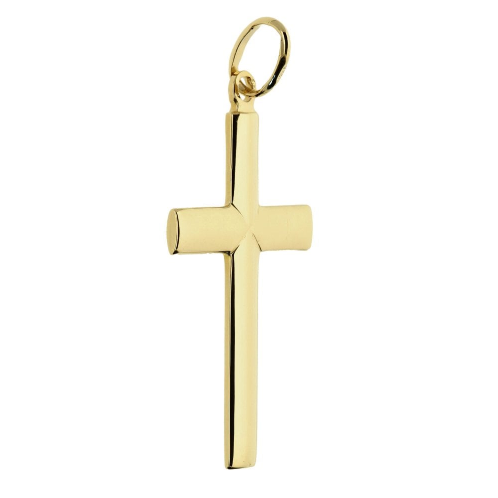 Mens 9ct Yellow Gold Satin Finish Plain Cross