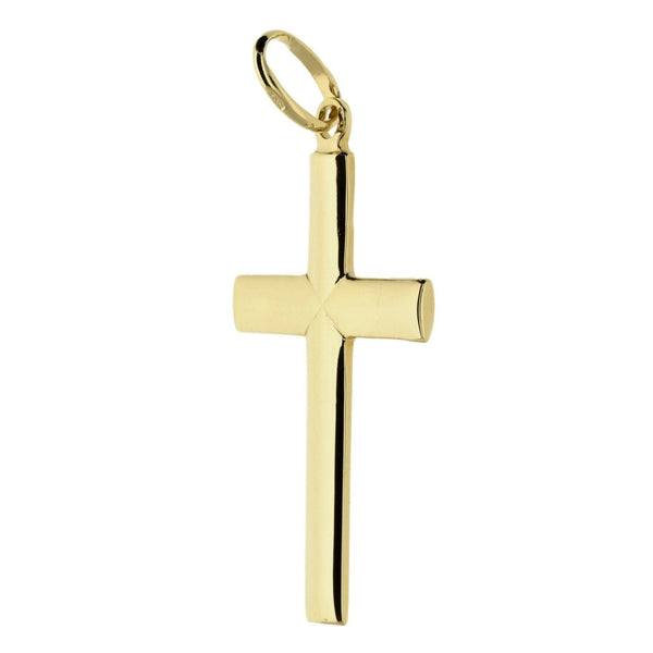 Mens 9ct Yellow Gold Satin Finish Plain Cross
