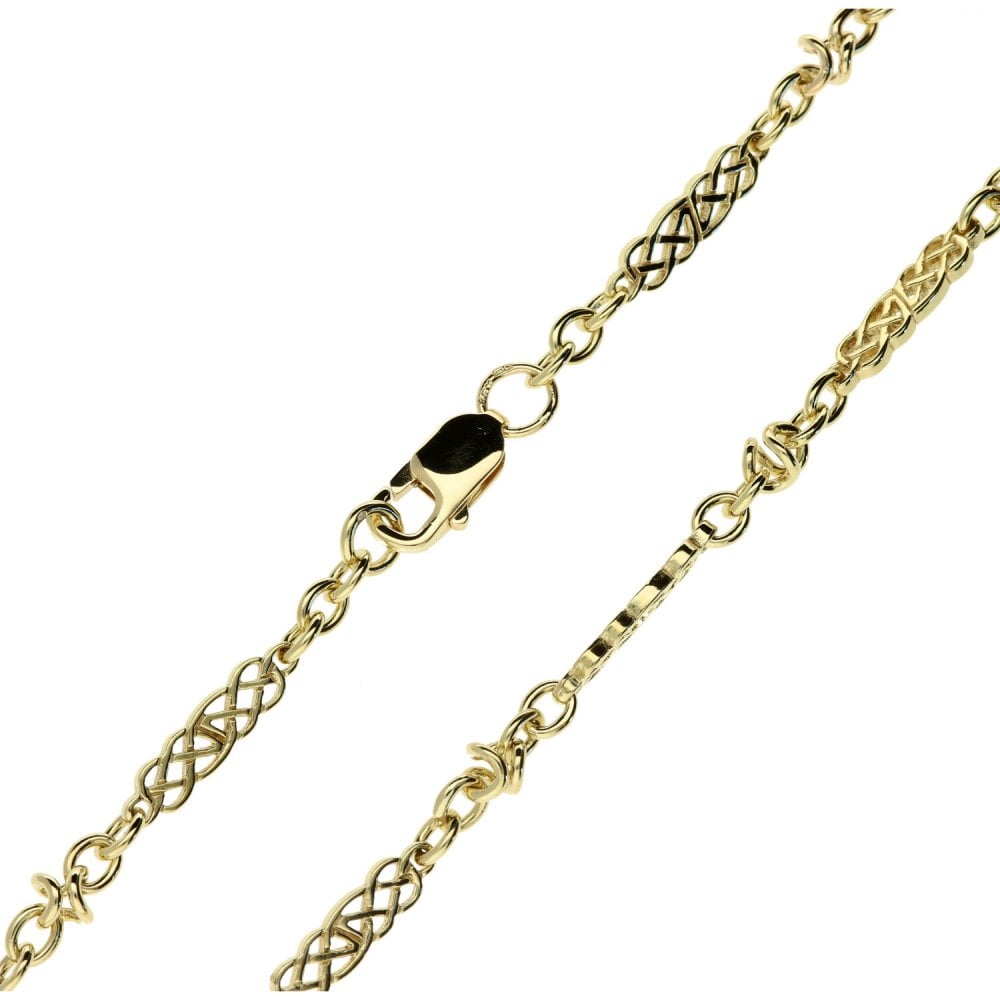 Ladies 9ct Yellow Gold Celtic Style Chain - 18'' - 23.0g