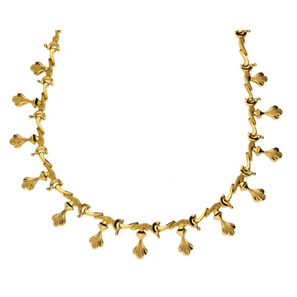 Ladies 18ct Yellow Gold Fancy Droplet Collarette - 18" - 16.7g