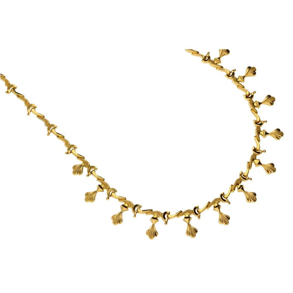 Ladies 18ct Yellow Gold Fancy Droplet Collarette - 18" - 16.7g