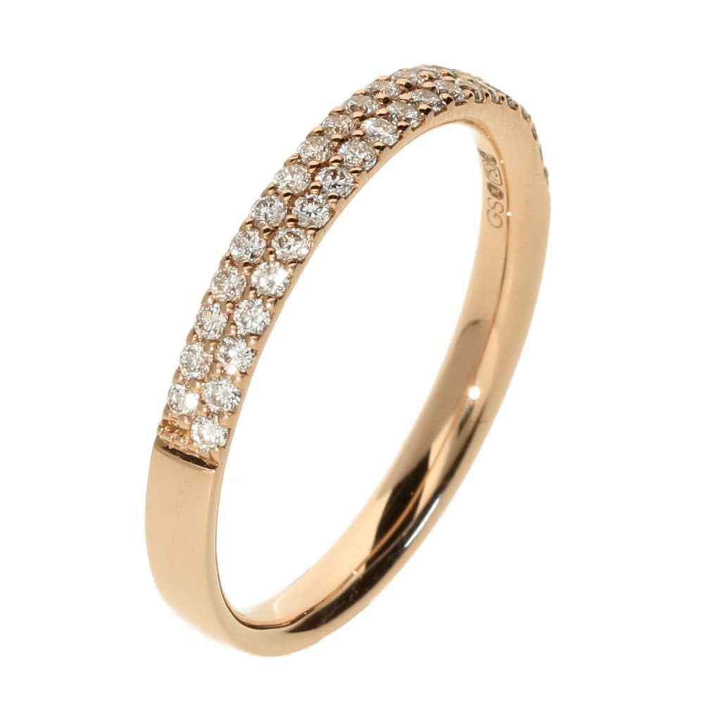 Ladies 18ct Rose Gold Double Row Diamond Eternity Ring - 0.30ct