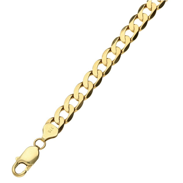 Mens 9ct Yellow Gold Curb Bracelet - 8.5'' - 14.3g