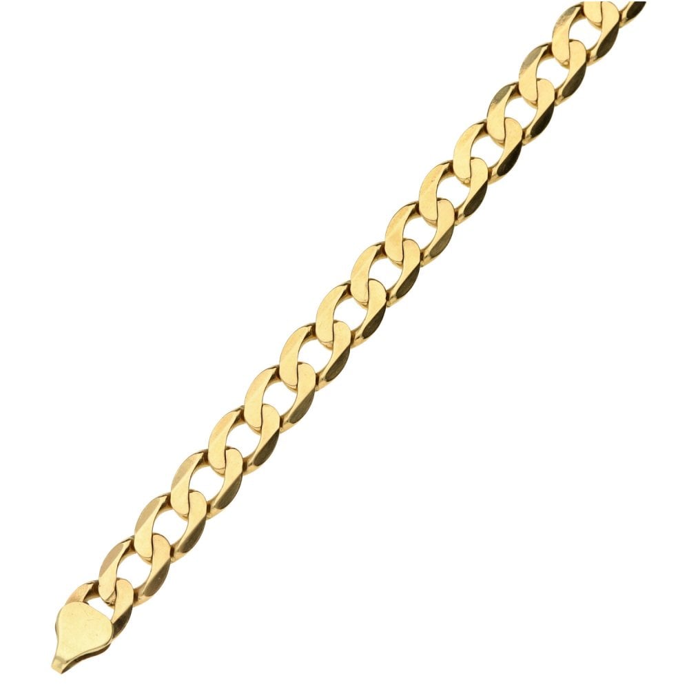 Mens 9ct Yellow Gold Curb Bracelet - 8.5'' - 14.3g