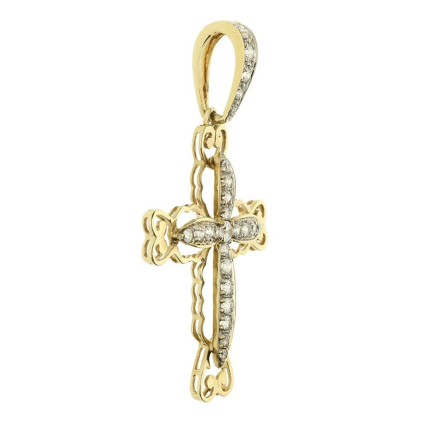 Ladies 9ct Yellow Gold Cubic Zirconia Set Cross