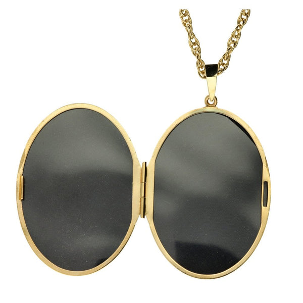 Ladies 9ct Yellow Gold Oval Pattern Locket & 24" Chain