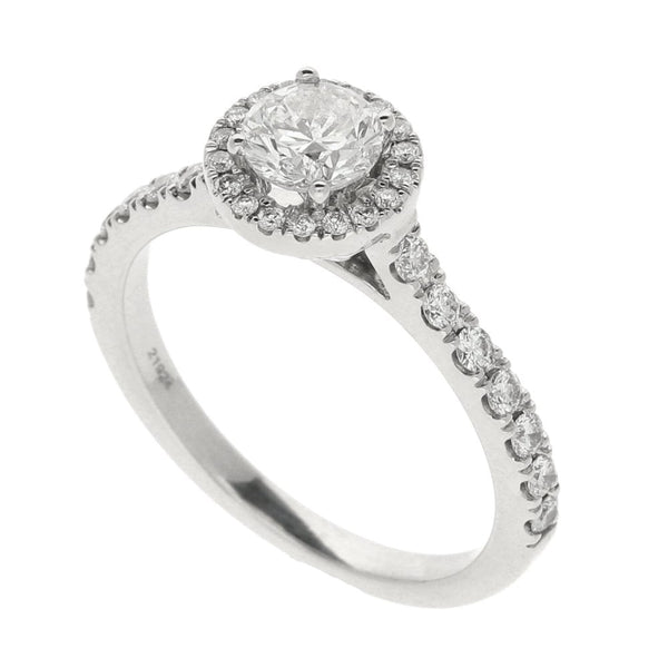 Ladies 18ct White Gold Diamond Halo Cluster Ring - 1.00ct