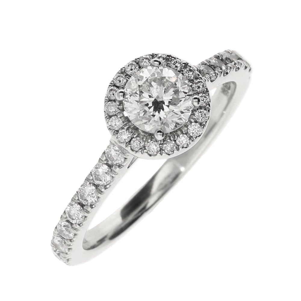 Ladies 18ct White Gold Diamond Halo Cluster Ring - 1.00ct