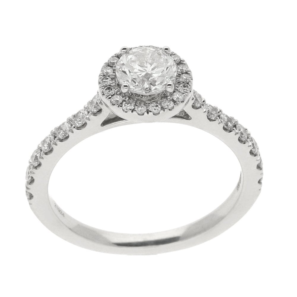 Ladies 18ct White Gold Diamond Halo Cluster Ring - 1.00ct