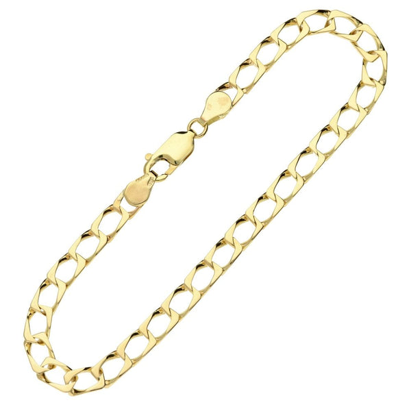 Mens 9ct Yellow Gold Square Link Curb Bracelet - 8 " - 6.9g