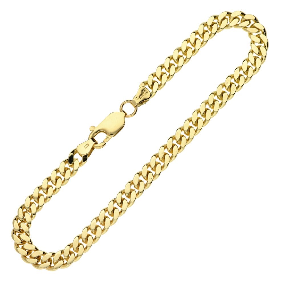 Ladies 9ct Yellow Gold Curb Bracelet - 8" - 13.3g