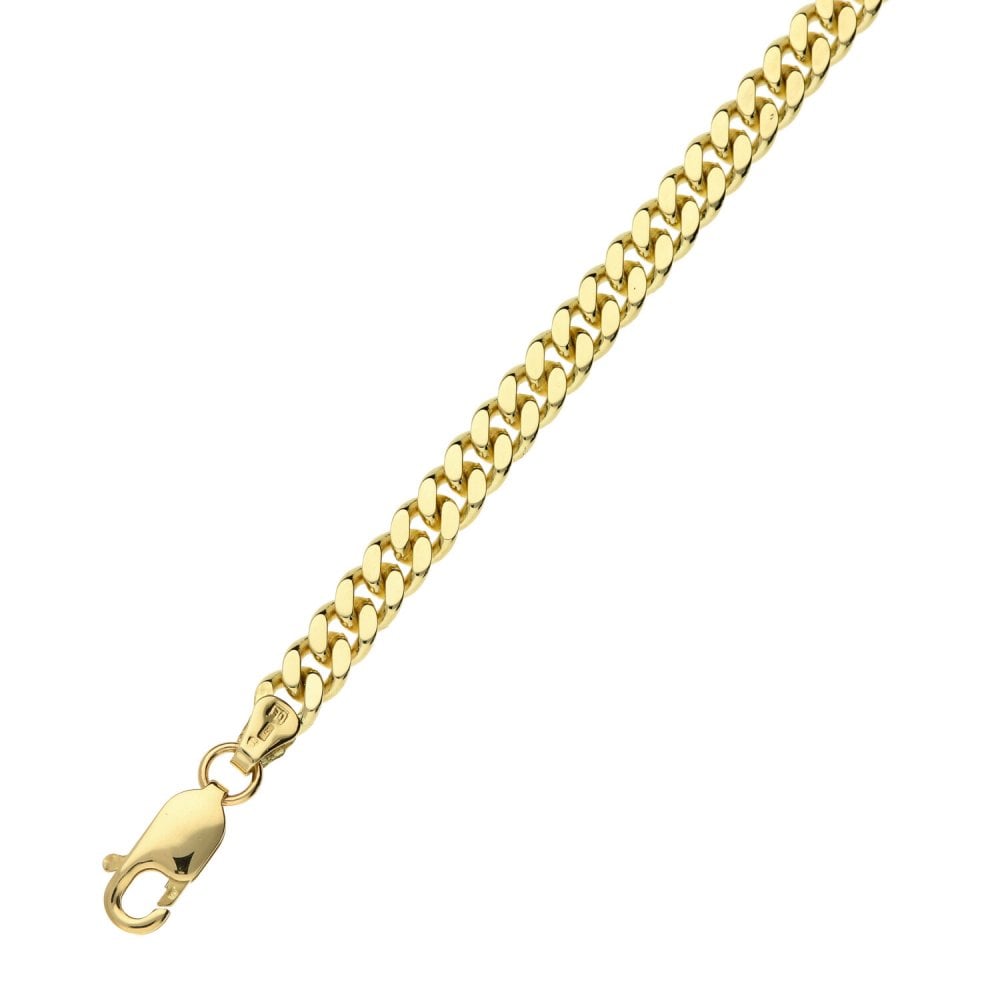 Ladies 9ct Yellow Gold Curb Bracelet - 8" - 13.3g