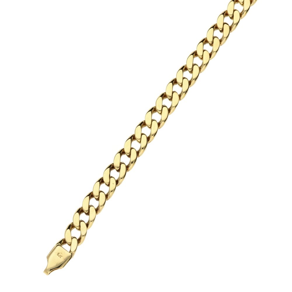 Mens 9ct Yellow Gold Curb Bracelet - 8.5" - 12.0g
