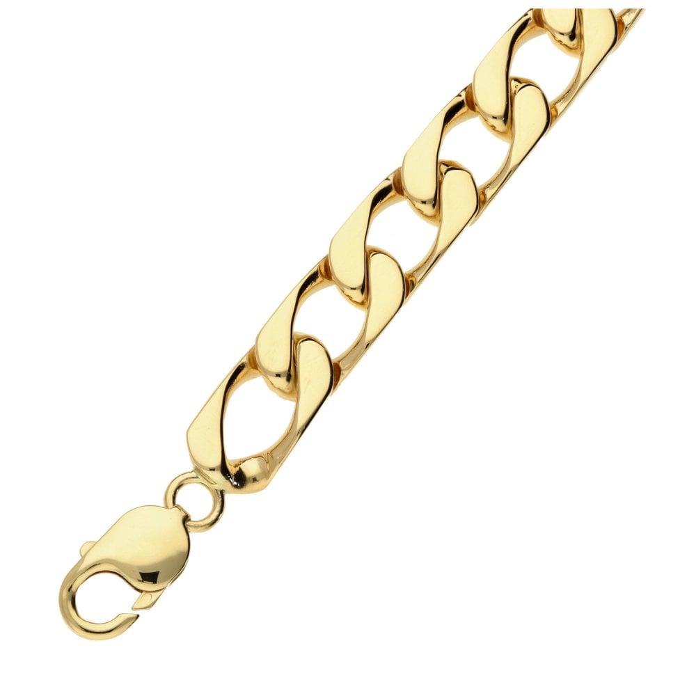Mens 9ct Yellow Gold Curb Bracelet - 60.4g