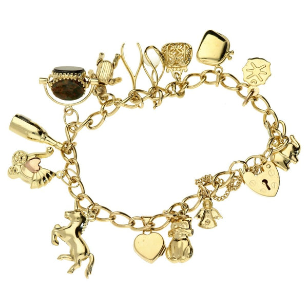 Ladies 9ct Yellow Gold Charm Bracelet - 22.5g