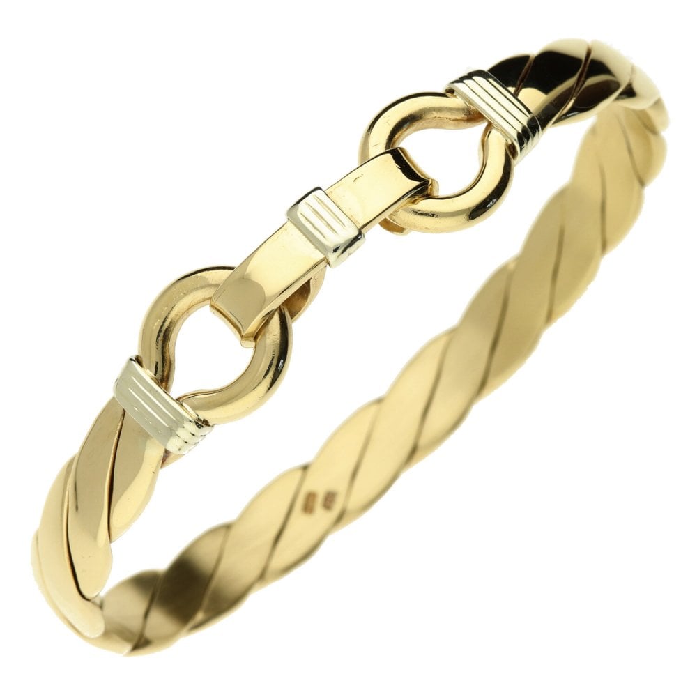 Gents 9ct Yellow Gold Twisted Style Bangle - 51.2g