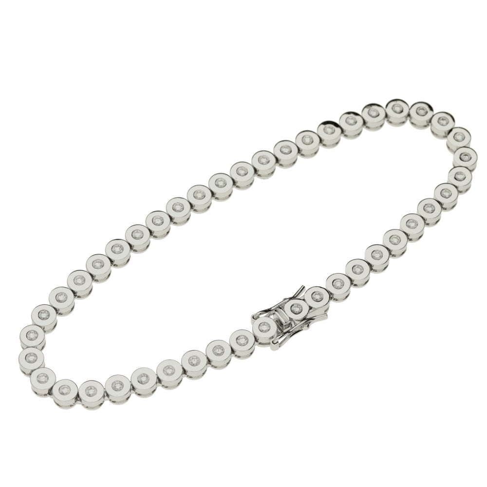 18ct White Gold Diamond Tennis Bracelet - 7.5" - 1.00ct