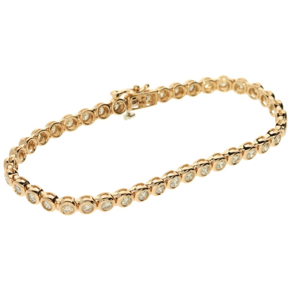 9ct Rose Gold Diamond Tennis Bracelet - 7" - 3.10ct