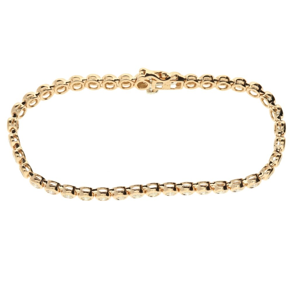 9ct Rose Gold Diamond Tennis Bracelet - 7" - 3.10ct