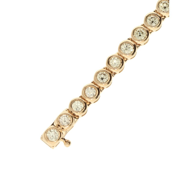 9ct Rose Gold Diamond Tennis Bracelet - 7" - 3.10ct