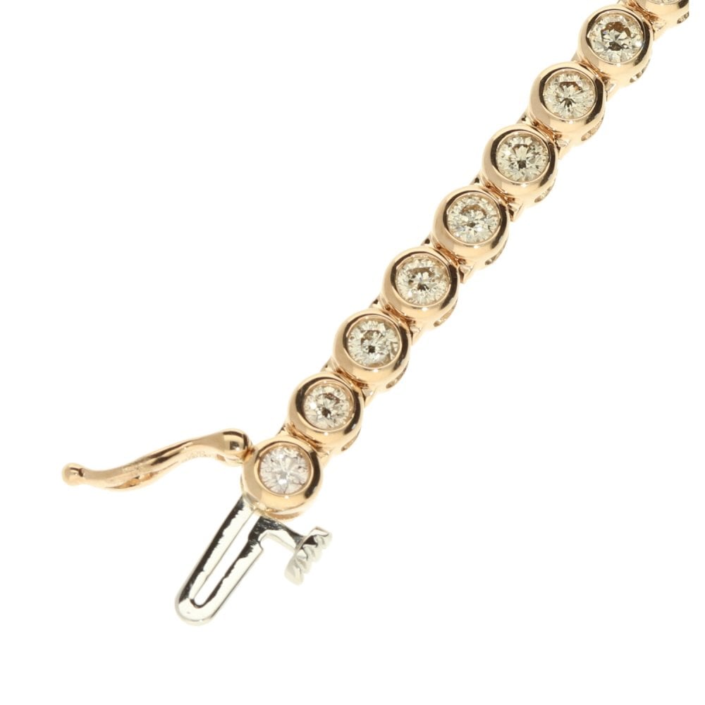 9ct Rose Gold Diamond Tennis Bracelet - 7" - 3.10ct