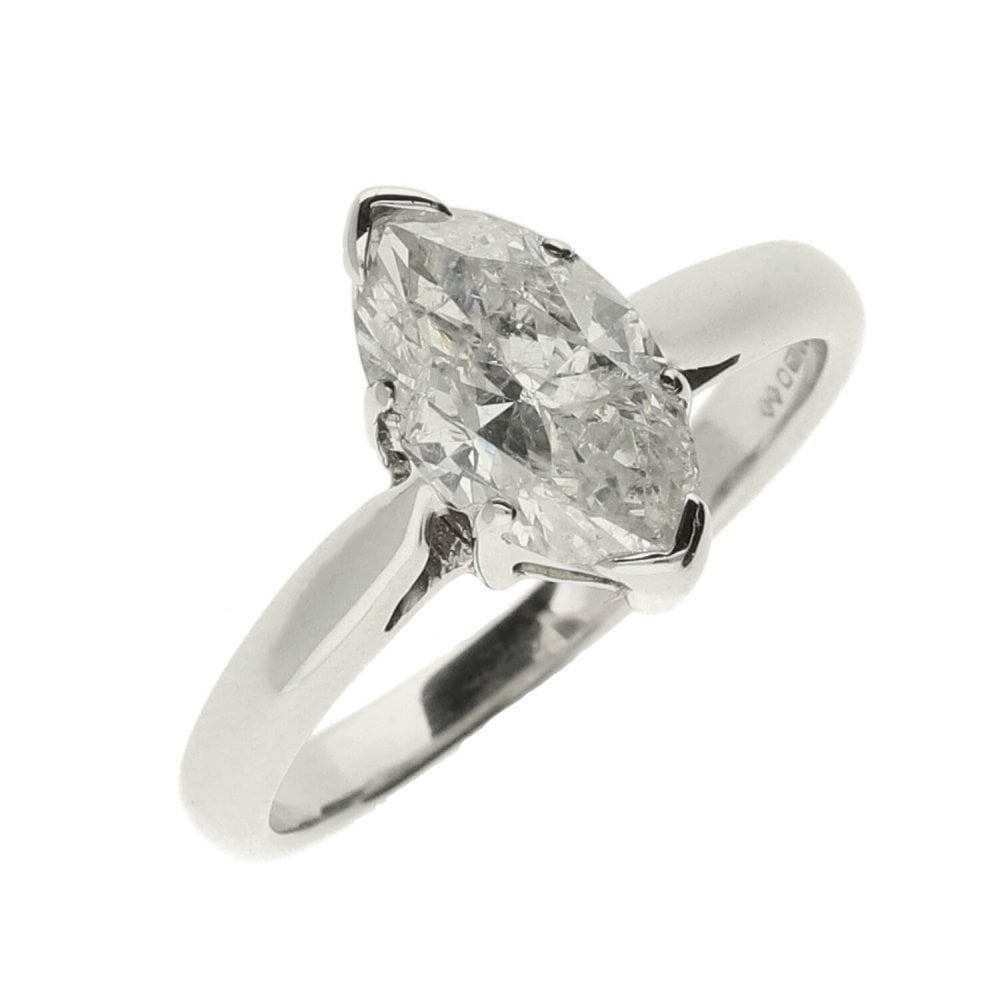 Ladies 18ct White Gold Marquise Diamond Engagement Ring - 1.00ct